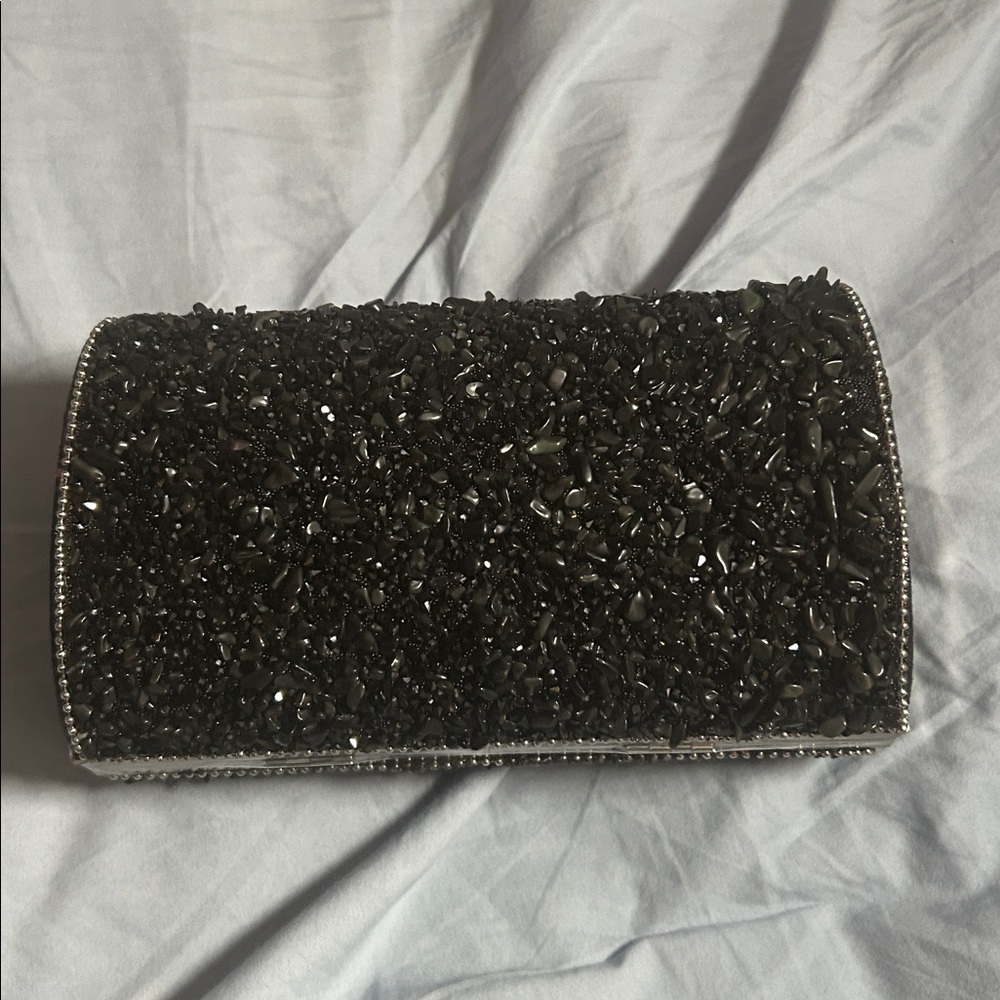 Black Beaded Clutch